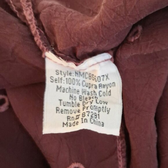 Johnny Was Marron/Burgundy Lace Embroidered Bohemian Top Sz XXL - Picture 10 of 11